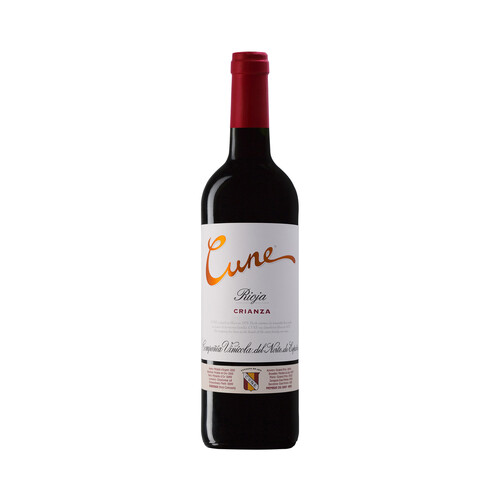 Vino tinto crianza con denominación de origen calificada Rioja CUNE botella de 75 cl.
