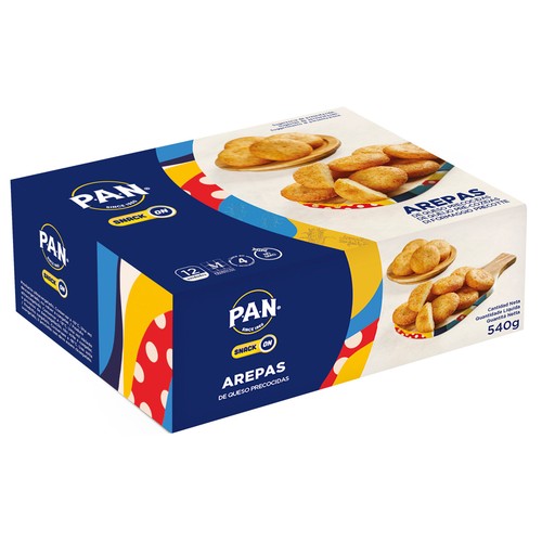 PAN Arepas con queso, precocinadas y congeladas Snack 540 g.