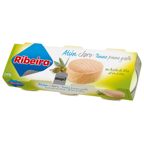 RIBEIRA Atún claro en aceite de oliva 3 uds x 52 g.
