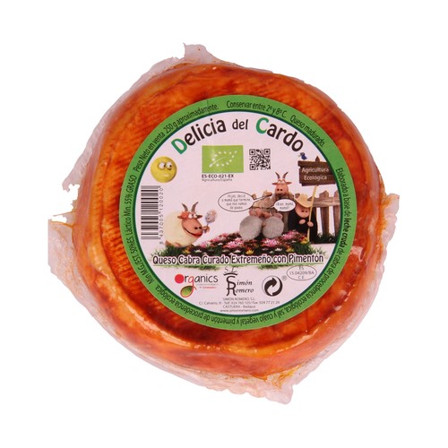 Queso de cabra curado extremeño con pimentón ecológico DELICIA DEL CARDO 250 g.