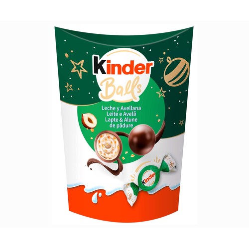 KINDER Bolas rellenas de leche y avellana 164 g.