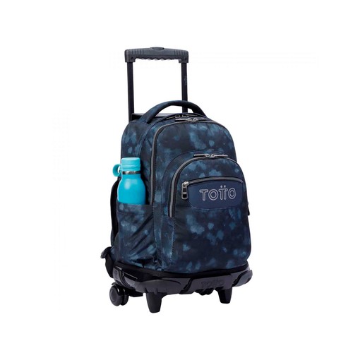 Mochila Escolar con Ruedas Gris Nebula Renglones  TOTTO