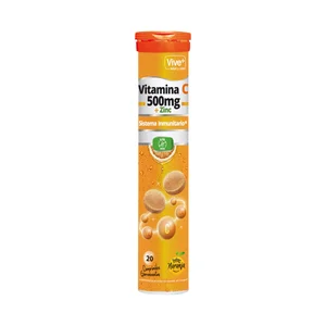 VIVE PLUS Complemento alimenticio, Vitamina C 500 mg + Zinc VIVE PLUS 20 uds. 90 g.