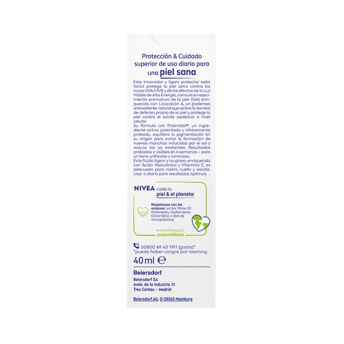 NIVEA Sun Protector solar facial con FPS 50+ (muy alto) con vitamina E 40 ml.