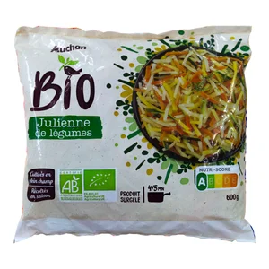 AUCHAN Verduras cortadas en juliana, procedentes de agricultura ecológica 600 g. Producto Alcampo