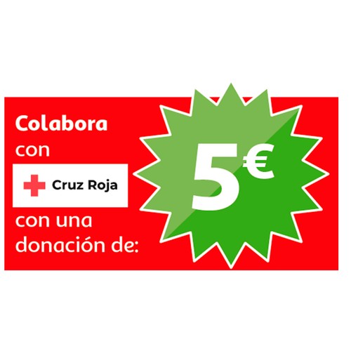 Tarjeta solidaria donación de 5€ a CRUZ ROJA en apoyo a la campaña Desayunos y Meriendas con Corazón.