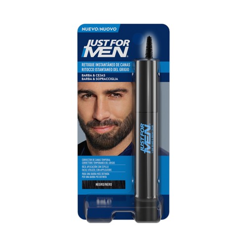 JUST FOR MEN tono Negro Retocador instantáneo de canas en barba y cejas.