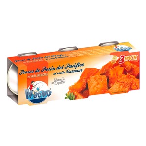 Trozos de potón al estilo calamar con salsa americana 153 gr.