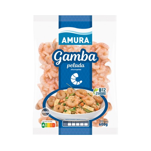 AMURA Gamba pelada cruda, ultracongelada P.N.E 600 g.