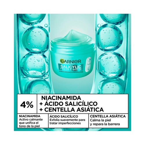 GARNIER Salicylic Crema facial ultraligera, hidratante y antiimperfecciones 85 ml. 