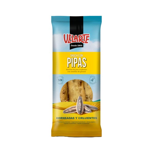 VELARTE Barritas de pan crujiente con semillas de girasol 80 g.