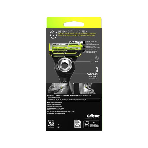 GILLETTE Labs body +intimate Maquinilla de afeitado corporal con soporte para la ducha.