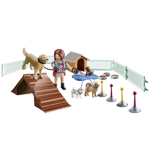 Conjunto de juego Entrenadora de perros con accesorios, 3 perritos y 1 figura, 37 piezas, PLAYMOBIL CITY LIFE 70676.
