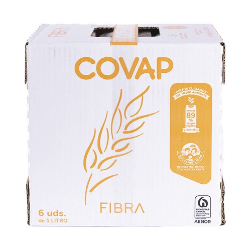 COVAP Leche semidesnadata, sin gluten y enriquecida con fibra  6 x 1 l.