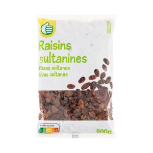 PRODUCTO ECONÓMICO ALCAMPO Pasa sultanas bolsa de 500 g.