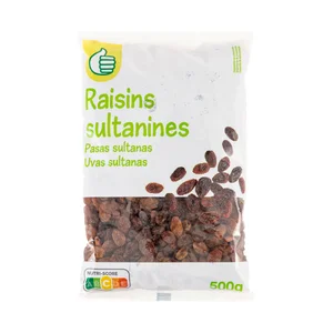 PRODUCTO ECONÓMICO ALCAMPO Pasa sultanas bolsa de 500 g.