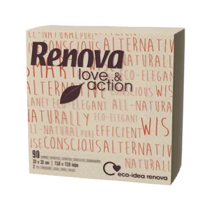 RENOVA Servilletas de papel desechables color melón Love & Action RENOVA 2 capas. 90 uds.