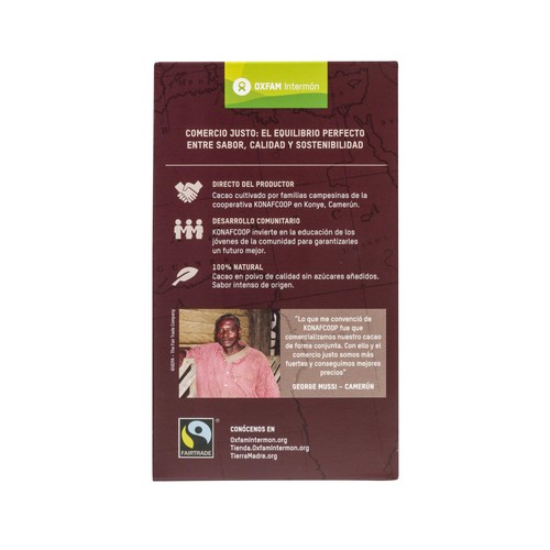 INTERMÓN OXFAM Cacao en polvo INTERMÓN OXFAM TIERRA MADRE 250 g.
