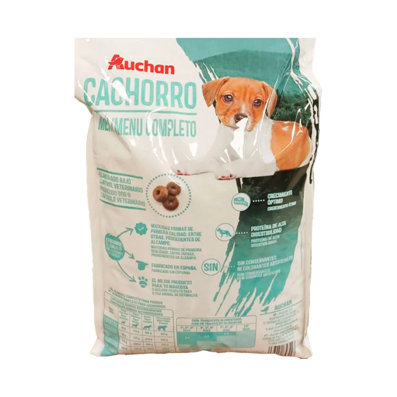 PRODUCTO ALCAMPO Pienso para perros cachorros a base de carne y cereales 4 kg.