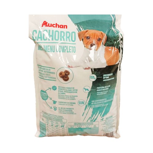 PRODUCTO ALCAMPO Pienso para perros cachorros a base de carne y cereales 4 kg.