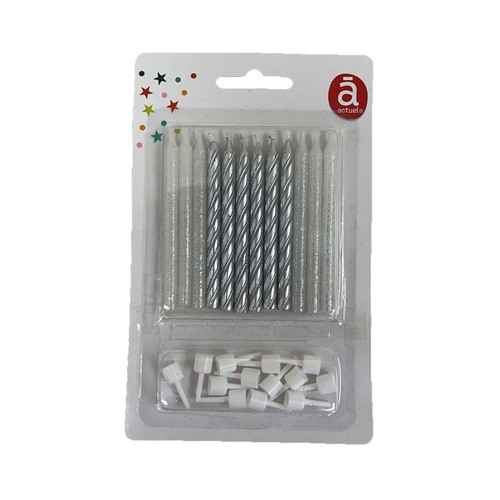 Pack de 12 velas de color rosa, oro o plata, ACTUEL.