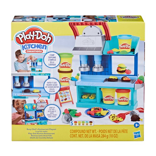 Play-Doh Kitchen Creations - Súper Cafetería - Cafetera de Juguete con 20 Accesorios y 8 Botes. Restaurante Divertido +3 Años