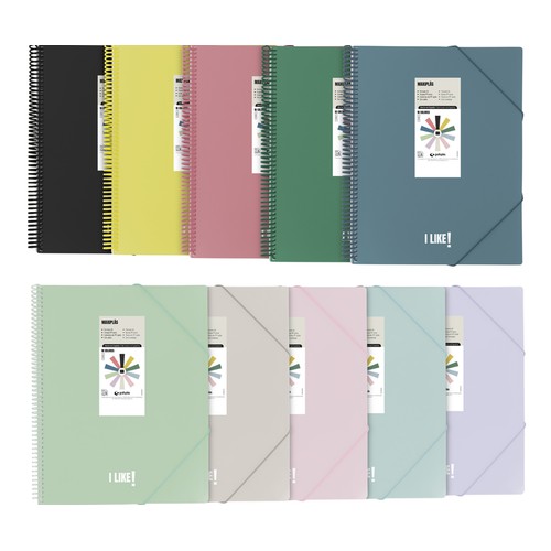 Carpeta de 40 fundas A4 Maxiplás, colores surtidos, GRAFOPLAS.