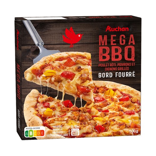 PRODUCTO ALCAMPO Pizza BBQ (pollo, pimientos y cebollas asados) con borde relleno 500 g.