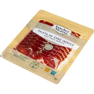 Sánchez Alcaraz Paleta de Cebo Ibérica (50% Raza Ibérica), Cortada en Lonchas Sánchez Alcaraz 100 G.
