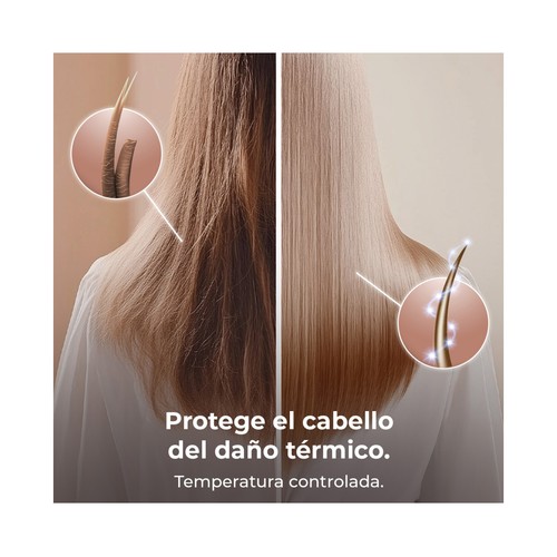 Secador de pelo CECOTEC Dryglam Nano Plasma color champán, 1600W, 3 velocidades, 3 temperaturas.