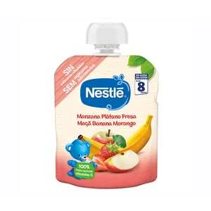 NESTLÉ Bolsita de fruta (manzana, plátano y fresa) a partir de 8 meses 90 g.