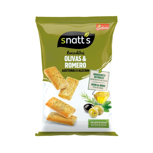 SNATT´S Bocaditos Snacks de oliva y romero 110 g.