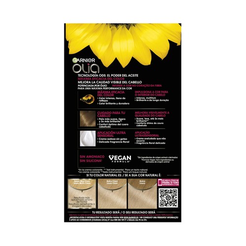 GARNIER Olia Tinte de pelo permanente tono 10.0 Rubio extra claro.