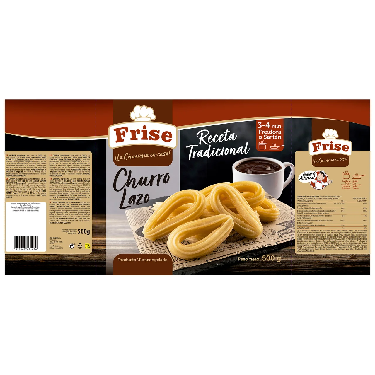 FRISE Churros ultracongelados con forma de lazo (receta tradicional) FRISE 500 g.