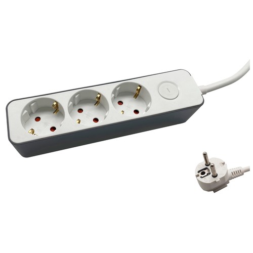 Ladrón base de 3 tomas de 3 m, con interruptor, 16 amperes, ALCAMPO.
