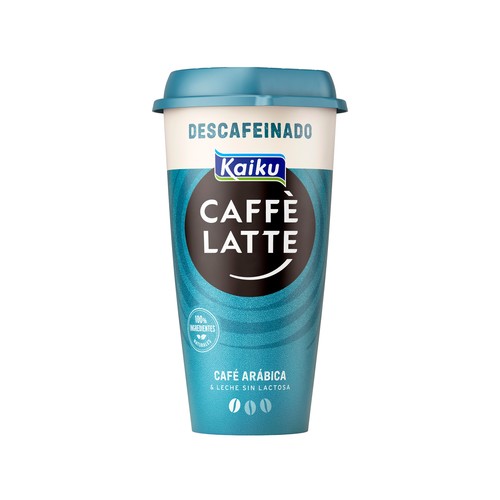 KAIKU Bebida de café descafeinado de Brasil con un toque de leche Caffe latte descafeinado 230 ml.