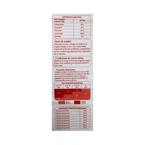 PRODUCTO ECONÓMICO ALCAMPO Comida para perro a base de croquetas de carne y cereales 20 kg.