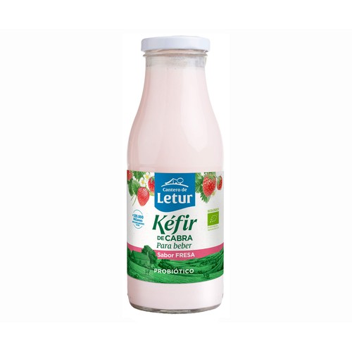 CANTERO DE LETUR Kéfir líquido de leche ecológica de cabra con sabor a fresa 500 ml.
