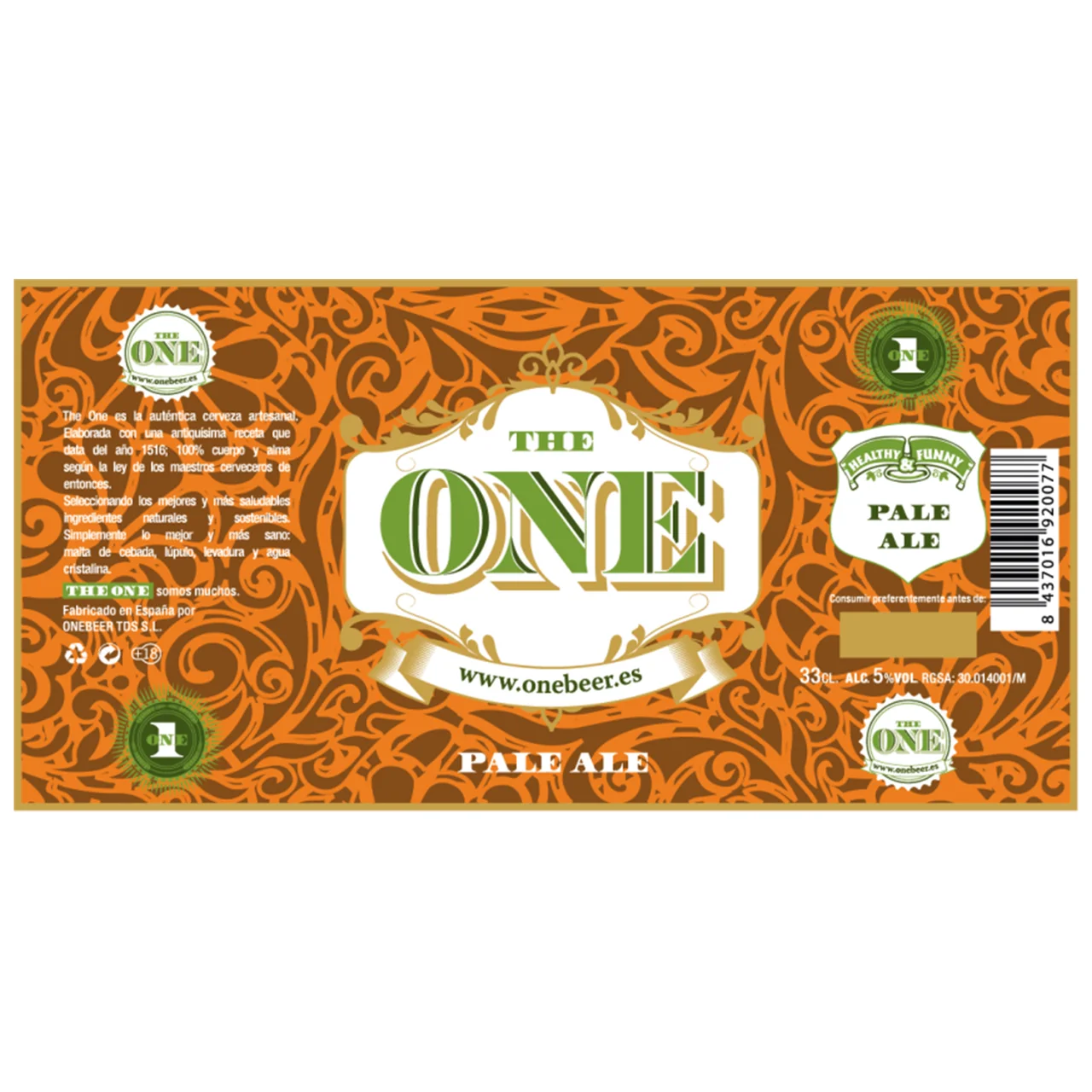 Cerveza Pale Ale rubia 33 cl.