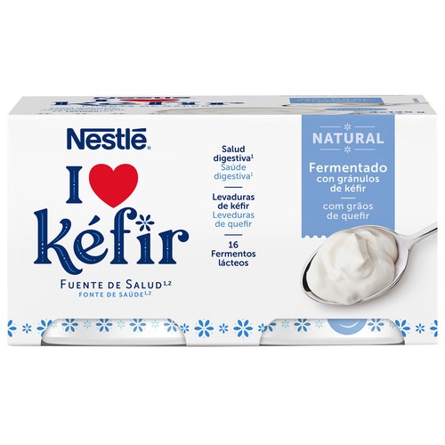 NESTLÉ Kéfir natural sin azúcares añadidos 4 x 125 g.