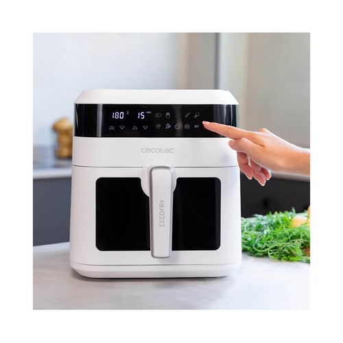 Freidora de aire, 6L, 1300W, CECOTEC Cecofry Experience Window White 6000, 9 programas, termostato.