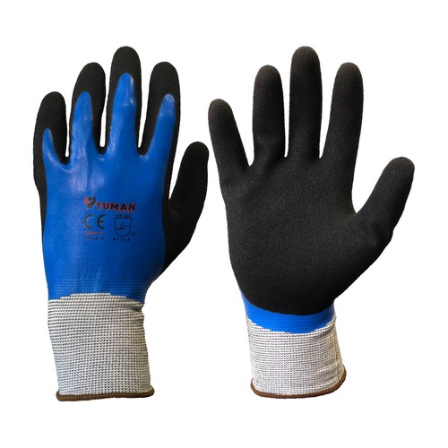 Guante nylon recubierto doble capa latex talla 10, TUMAN.