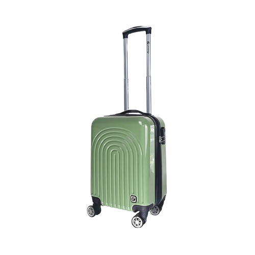Maleta de cabina rígida de color verde, 50 cm, 8 ruedas, AIRPORT ALCAMPO.