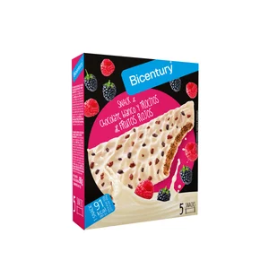 BICENTURY Snacks de chocolate blanco y trocitos de fruto rojo BICENTURY 5 uds. x 18 g.