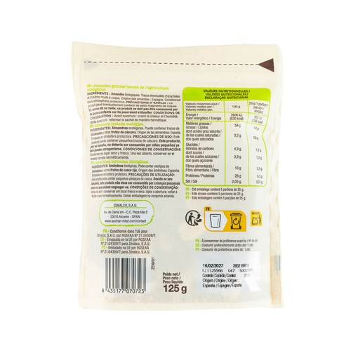 ALCAMPO ECOLÓGICO Almendra tostada sin sal bio 125 g
