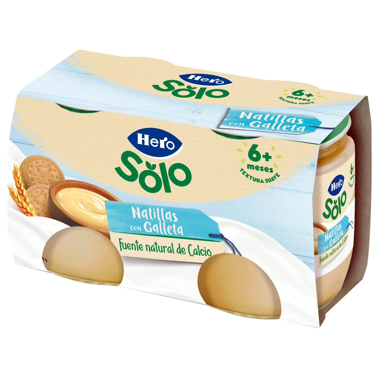 Solo Natillas con galletas, a partir de 6 meses 2 x 120 g.
