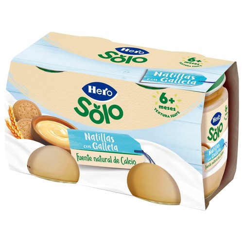 HERO Solo Natillas con galletas, a partir de 6 meses 2 x 120 g.