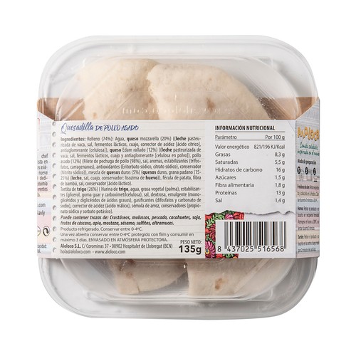 ALOLOCO Quesadilla de pollo asado y queso 135g