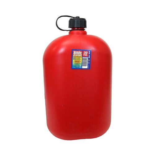 Bidón de 20 litros, homologado y resistente plástico de color rojo ROLMOVIL.