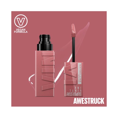 MAYBELLINE Superstay vinyl ink tono 110 Awestruck Lápiz de labios en tinta líquida con acabado efecto vinilo.